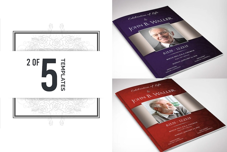 Dignity Funeral Program Template Word Template, Publisher Bundle Celebration of Life 8 Pages 5.5x8.5 inches image 4