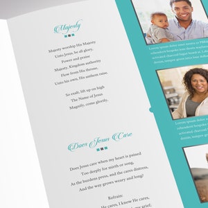 Remember Tabloid Funeral Program Template, Silver and Teal, Celebration of Life, Obituary Design, 8 Pages, 11x17 in image 8