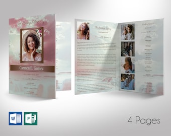 Retro Forever Tabloid Funeral Program Template | Word Template, Publisher, Cerebration of Life | 4 Pages | 11x17 inches