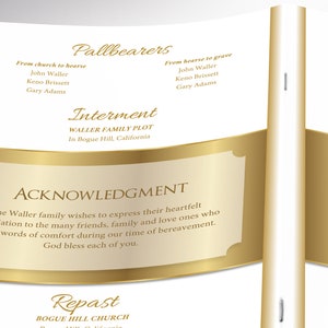 White Gold Funeral Program Template Word Template, Publisher Celebration of Life 8 Pages 5.5x8.5 inches image 8