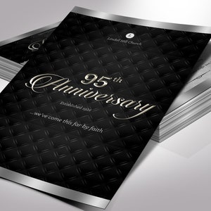 Silver Church Anniversary Program Template, One Sheet Word Template, Publisher Pastor Appreciation 5.5x8.5 inches image 2