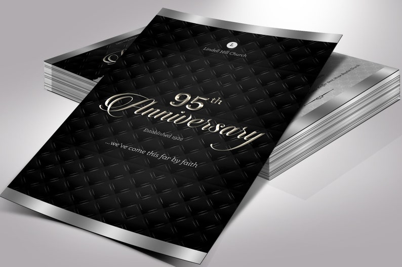 Silver Church Anniversary Program Template, One Sheet Word Template, Publisher Pastor Appreciation 5.5x8.5 inches image 2