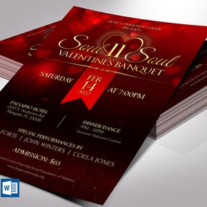 Valentine&#39;s Day Gala Flyer Template: Red, Black, and Gold (Digital Download)