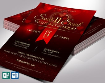 May include: A red and gold Valentine's Day banquet invitation with the text "Soul II Soul Valentine's Banquet" and "Saturday, Feb 14, 2022 at 7:00PM". The event will be held at the Palsadio Hotel, 2120 S. Andrews Rd, Margate, FL 33008. Admission is $65.