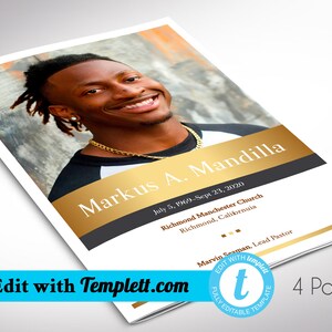 Kings Funeral Program Template for Templett | Celebration of Life, Obituary Book | 4 pages | Bifold to 5.5x8.5 inches