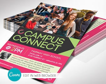 Campus Connect Flyer Template | Editable Colors | 2 Sizes 4"x6" and 5.5"x8.5"