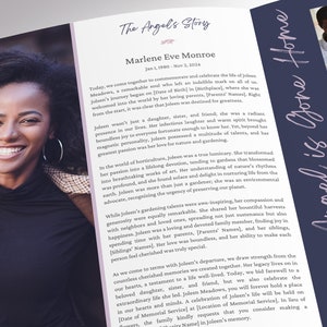 Purple Nature Tabloid Funeral Program Template for Canva, Lavender