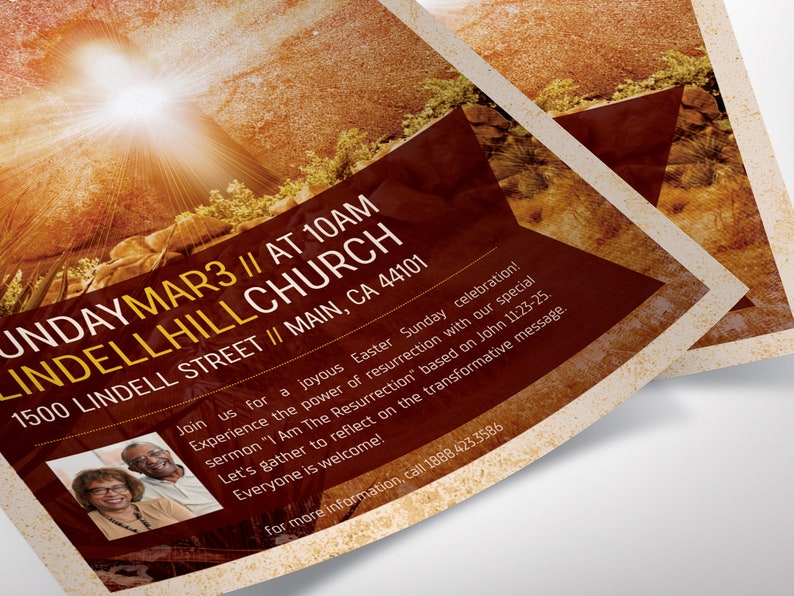 Resurrection Church Flyer Template, Canva Template, Easter Sunday, Church Invitation, Worship Service 2 Sizes image 9