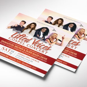 Gold and Red Gospel Concert Flyer Template, Canva Template, Church Invitation, Church Flyer, Worship Event, 3 Sizes image 6