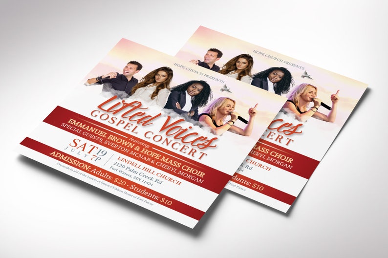 Gold and Red Gospel Concert Flyer Template, Canva Template, Church Invitation, Church Flyer, Worship Event, 3 Sizes image 6
