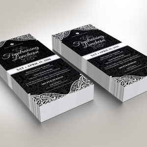 Black White Banquet Flyer Template for Word and Publisher Fundraiser Event, Church Anniversary Size 4x9 inches image 6