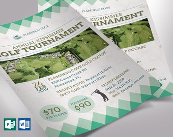 Retro Golf Tournament Flyer Template | Word Template, Publisher | Sports Invitation, Golf Competition | 2 Sizes