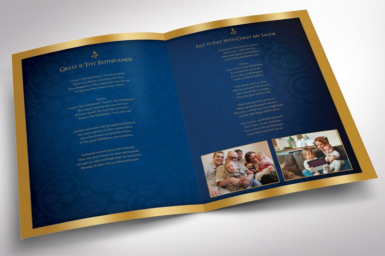 Blue Gold Dignity Funeral Program Large Template Word Template, Publisher V2, Celebration of Life 8 Pages 11x17 in image 5