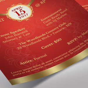 Red Gold Anniversary Gala Flyer Template, Word Template, Publisher, Pastor Appreciation, Banquet Flyer, 5.5x8.5 in image 7