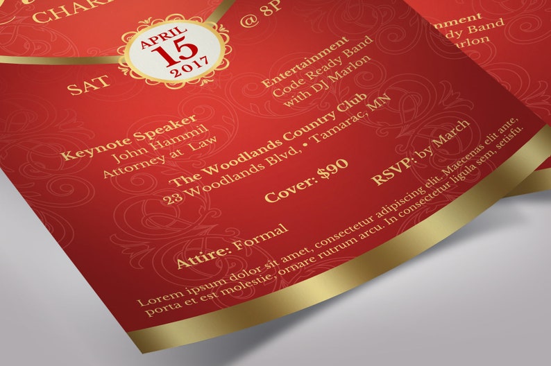 Red Gold Anniversary Gala Flyer Template, Word Template, Publisher, Pastor Appreciation, Banquet Flyer, 5.5x8.5 in image 7