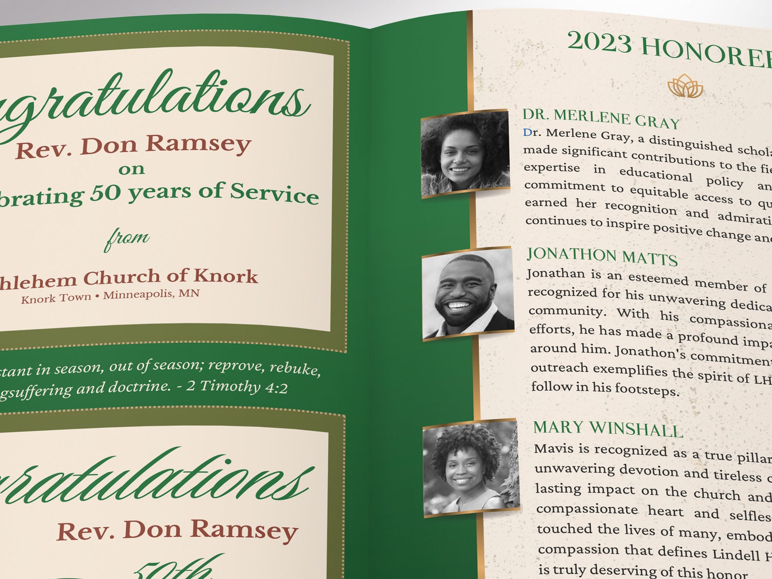 Church Appreciation Program Green & Gold Pastor Appreciation Program Template: Church Event (canva ...