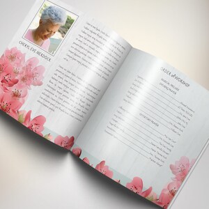 Magnolia Square Funeral Program Template for Word and Publisher 8 Pages Bi-fold to 8x8 inches image 3