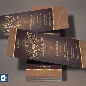 Gold Church Anniversary Ticket Template Word Template, Publisher Pastor Appreciation, Banquet Ticket 3x7 inches image 7