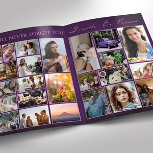 Violet Sky Tabloid Funeral Program Template Word Template, Publisher Celebration of Life 8 Pages 11x17 inches image 4