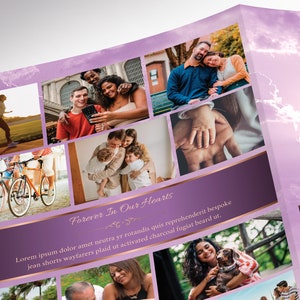 Purple Forever Tabloid Funeral Program Template, Canva Template, Celebration of Life, Obituary Program, 8 Pgs, 11x17 in image 7