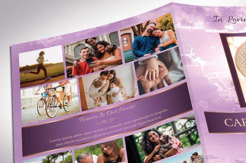 Purple Forever Tabloid Funeral Program Template, Canva Template, Celebration of Life, Obituary Program, 8 Pgs, 11x17 in image 7