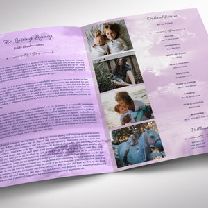 Purple Forever Funeral Program Large Template Word Template, Publisher V1 Celebration of Life 4 Pages 11x17 in image 3