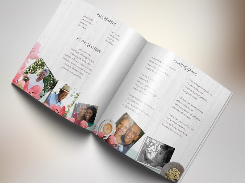 Magnolia Square Funeral Program Template for Word and Publisher 8 Pages Bi-fold to 8x8 inches image 5