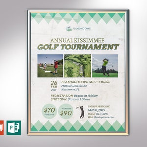 Retro Golf Tournament Poster Template for PowerPoint and Publisher Print Size 22x28 inches image 1