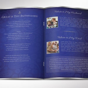 Blue Silver Funeral Program Template Word Template, Publisher V1 Celebration of Life 8 Pages 5.5x8.5 in image 4