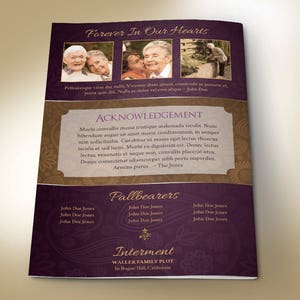 Royal Funeral Program Template for Word and Publisher 4 Pages Bi-fold to 5.5x8.5 inches image 4