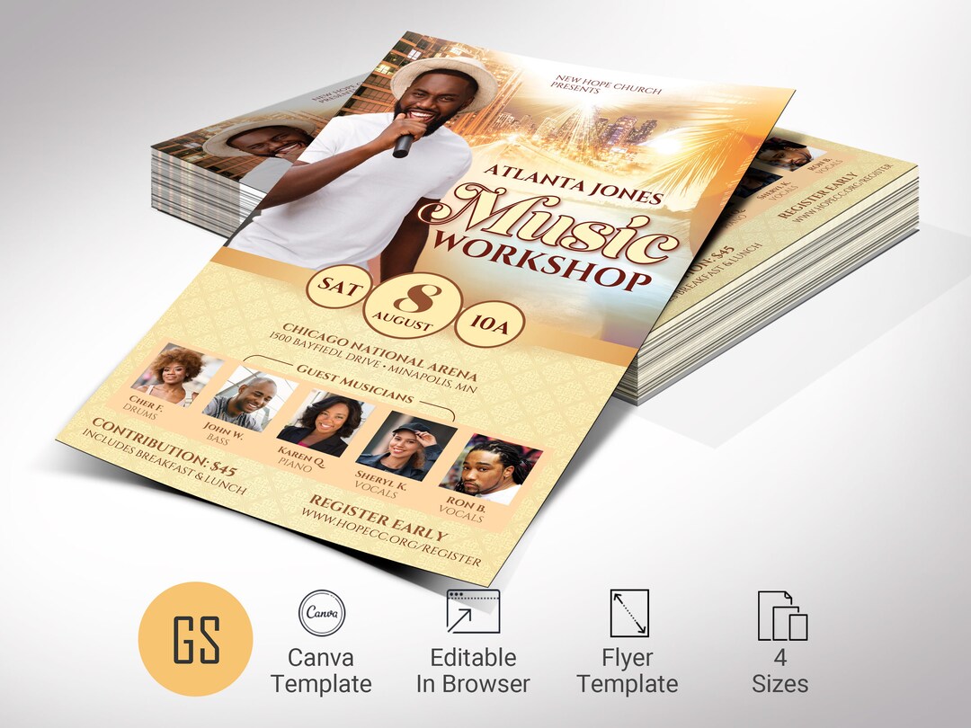 Music Class Flyer Template for Canva Gold Maroon Concert Workshop Music Class Flyer Template for Canva Gold Maroon Concert Workshop