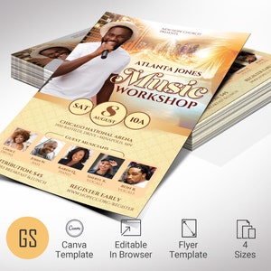 Modello di volantino per workshop di musica: evento della chiesa Gold Maroon (download digitale)