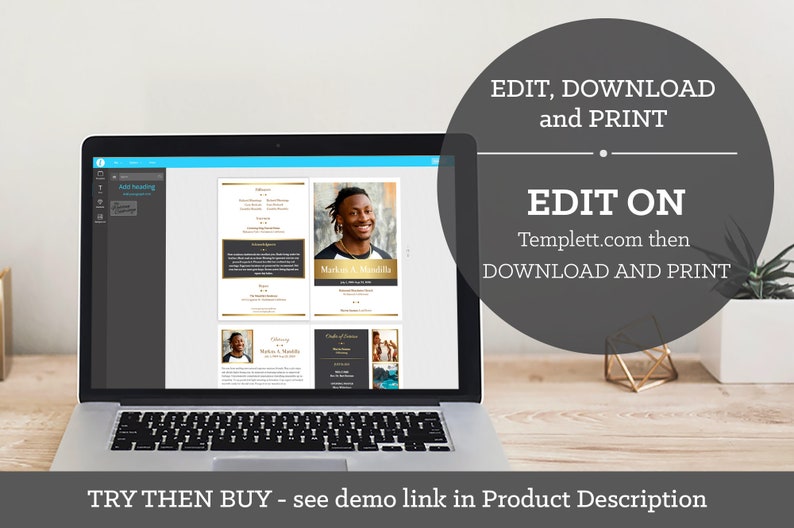 Kings Funeral Program Template for Templett Celebration of Etsy