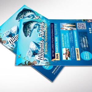 Fishing Tournament Flyer Template, Canva Template Fishing Flyer, Blue Oceanic Invitation 5 backgrounds 8.5x11 in image 8