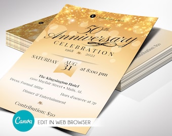 Church Anniversary Invitation Template, Canva Template | Pastor Anniversary, Pastor Appreciation, 2 Sizes