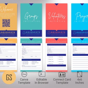 Church Connect Card Template Bundle: Editable QR Code Welcome Card (Digital Download)