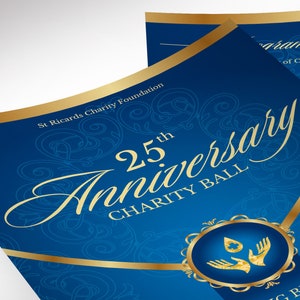 Blue Gold Anniversary Gala Program Template, Canva Template One Sheet Church Anniversary, 2 Sides Size: 5.5x8.5 in image 8