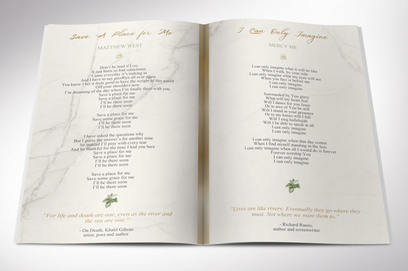 Tropica Funeral Program Template Word Template, Publisher Celebration of Life 8 Pages Bifold to 5.5x8.5 inches image 4