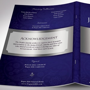 Blue Dignity Funeral Program Template Word Template, Publisher Celebration of Life 4 Pages Bifold to 5.5x8.5 in image 6