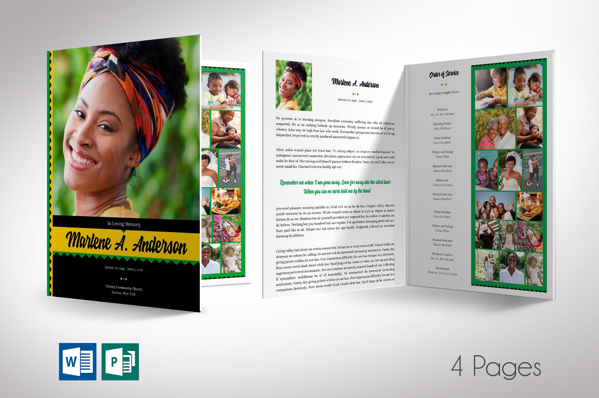 Jamaican Tabloid Funeral Program Word Publisher Template 4 - Etsy Denmark