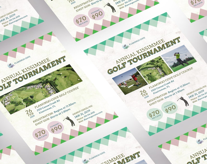 Retro Golf Tournament Poster Template for PowerPoint and Publisher Print Size 22x28 inches image 7