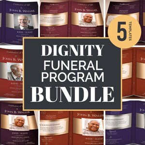 Funeral Program Bundle for Word and Publisher, Dignity, Celebration of Life Package, In Loving Memory Suite, Memorial Package, Men and Women