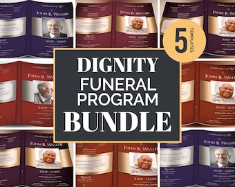 Dignity Funeral Program Template Bundle: Celebration of Life (Digital Download)