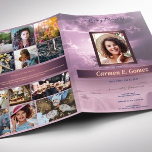 Purple Forever Funeral Program Large Template for Word Publisher V2 4 Pages 11x17 inches image 2