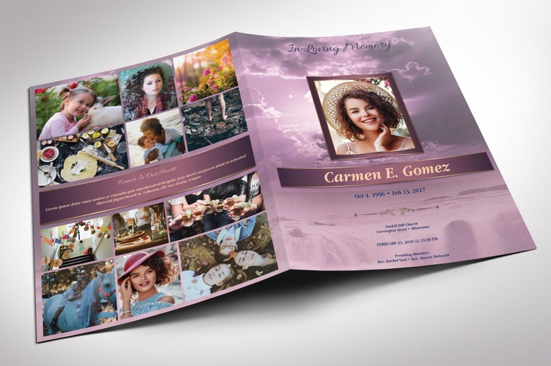 Purple Forever Funeral Program Large Template for Word Publisher V2 4 Pages 11x17 inches image 2