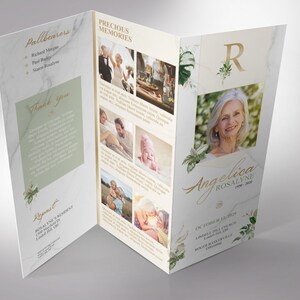 Tropica Trifold Funeral Program Template Word Template, Publisher Celebration of Life Print Size 11x8.5 inches image 5