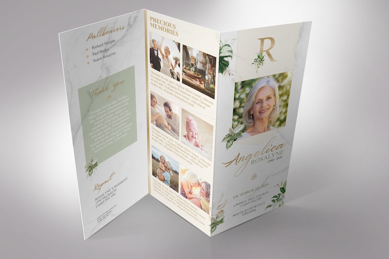 Tropica Trifold Funeral Program Template Word Template, Publisher Celebration of Life Print Size 11x8.5 inches image 5