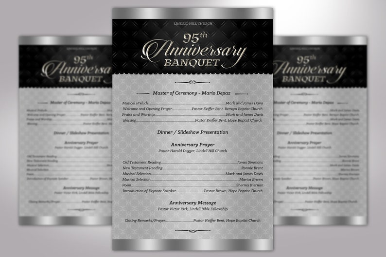 Silver Church Anniversary Program Template, One Sheet Word Template, Publisher Pastor Appreciation 5.5x8.5 inches image 3