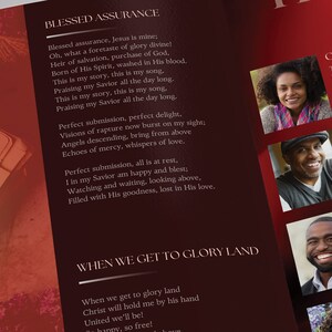 Say goodbye to the traditional, regular funeral program with the Twilight Tabloid Funeral Program Template for Canva (8 pages, 17x11 inches, bifold to 8.5x11 inches). This expressively designed twilight brick red celebration of life bi-fold brochure