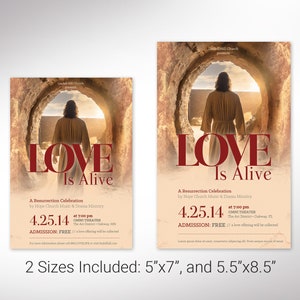 Alive Easter Flyer Template, Canva Template Beige and Burgundy, Easter Concert Flyer, Church Invitation 5.5x8.5 in image 2